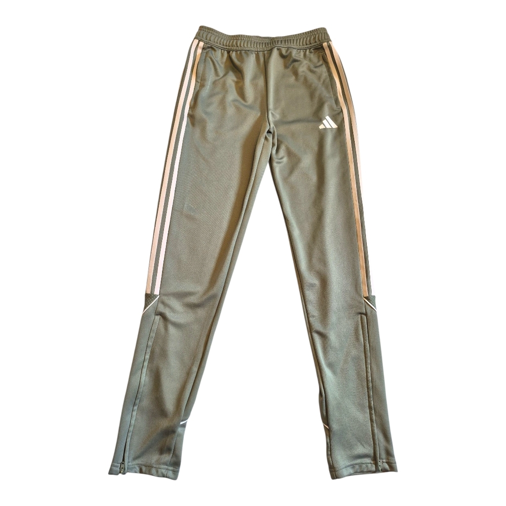 Boys Sz 15/16 Adidas Kids Green Joggers with White Stripes